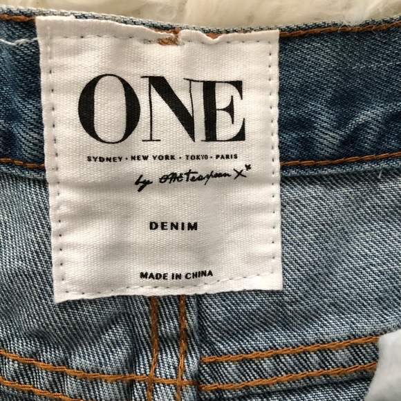 One Teaspoon Distressed Blue Denim Shorts - Picture 9 of 10